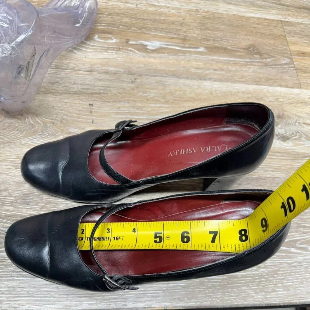 Laura Ashley Black Leather Mary Jane Pumps Women's (See Pictures for Sizing)